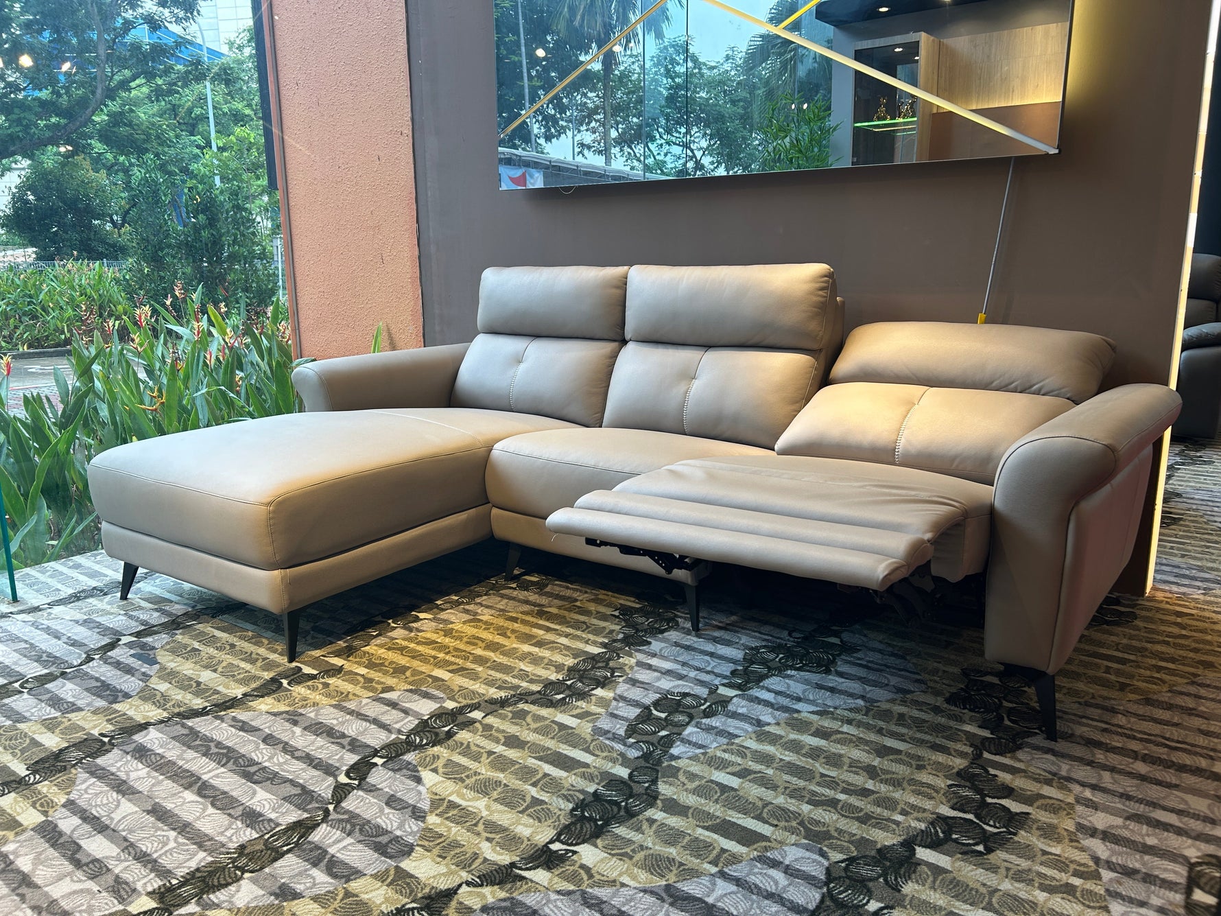 Primo L-Shape Half Leather Recliner Sofa